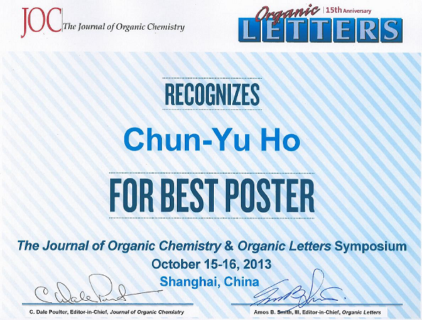 Associate Professor Chun-Yu Ho of SUSTC Received “the Best Poster Award” in ACS Excellence in Science Symposium