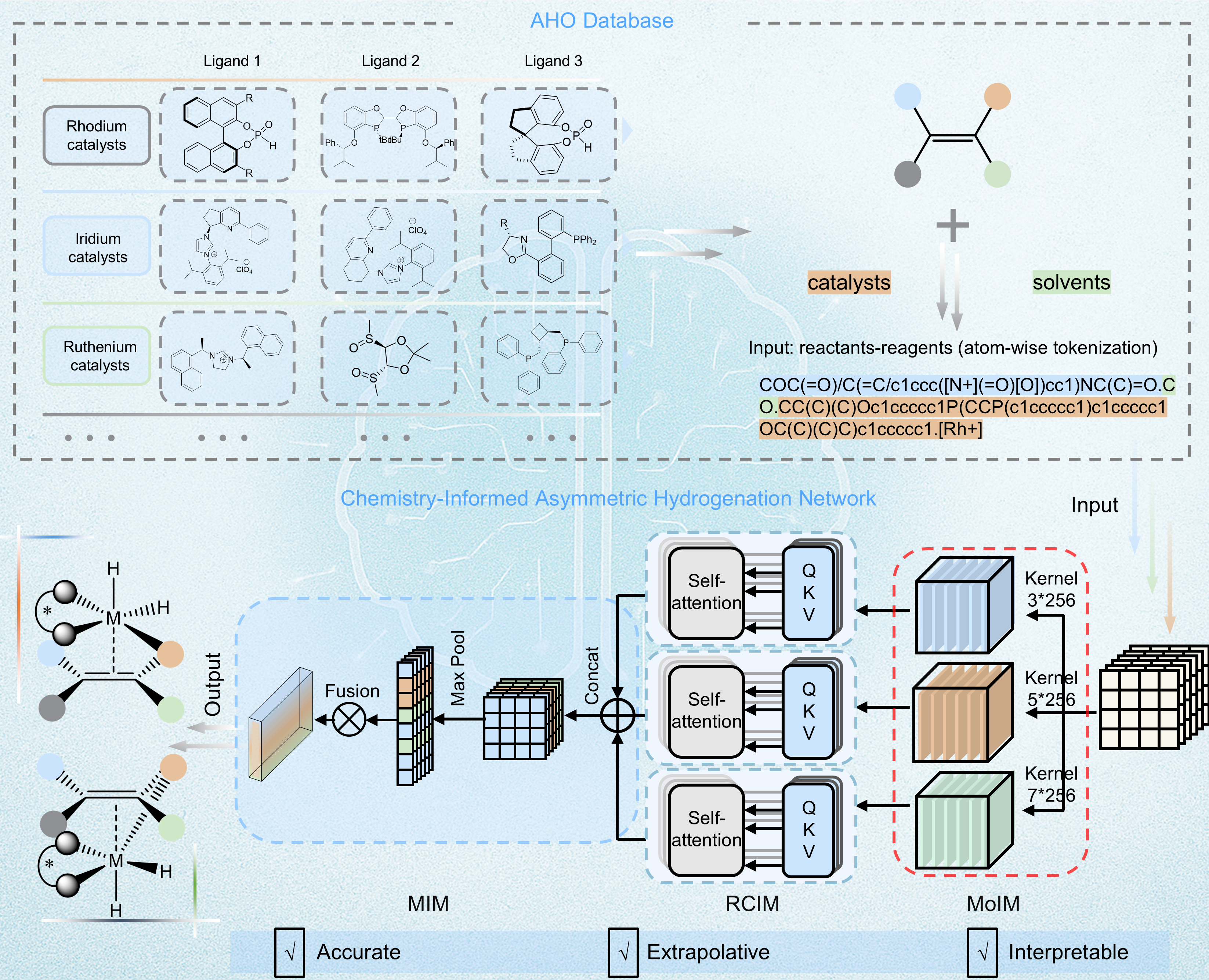 Chemistry-informed AI predicts outcomes of complex asymmetric hydrogenation